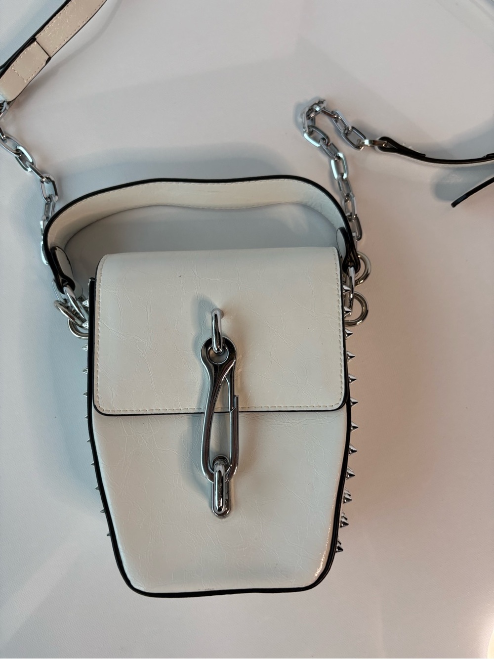 YC Absence of Colour Ivory Studded Chain Crossbody Bag